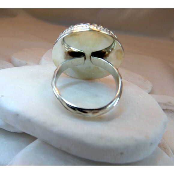 Large Spectrolite Labradorite Sterling Silver Ring Size 7.5 Handmade OOAK - Picture 3 of 10